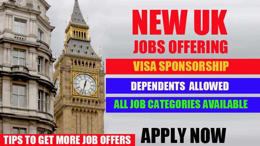 NEW UK Jobs offering visa sponsorship