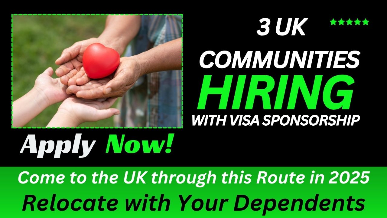 Three communites in UK hiring in 2025  From Overseas | Charity worker visa UK