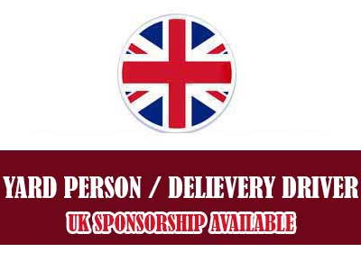 yard person/delivery driver job offering UK Visa sponsorship