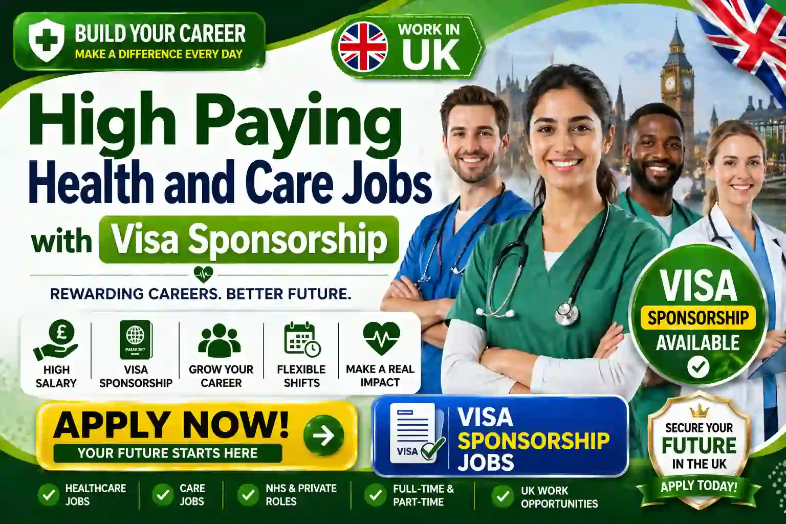 High Paying Health and Care Jobs with Visa Sponsorship