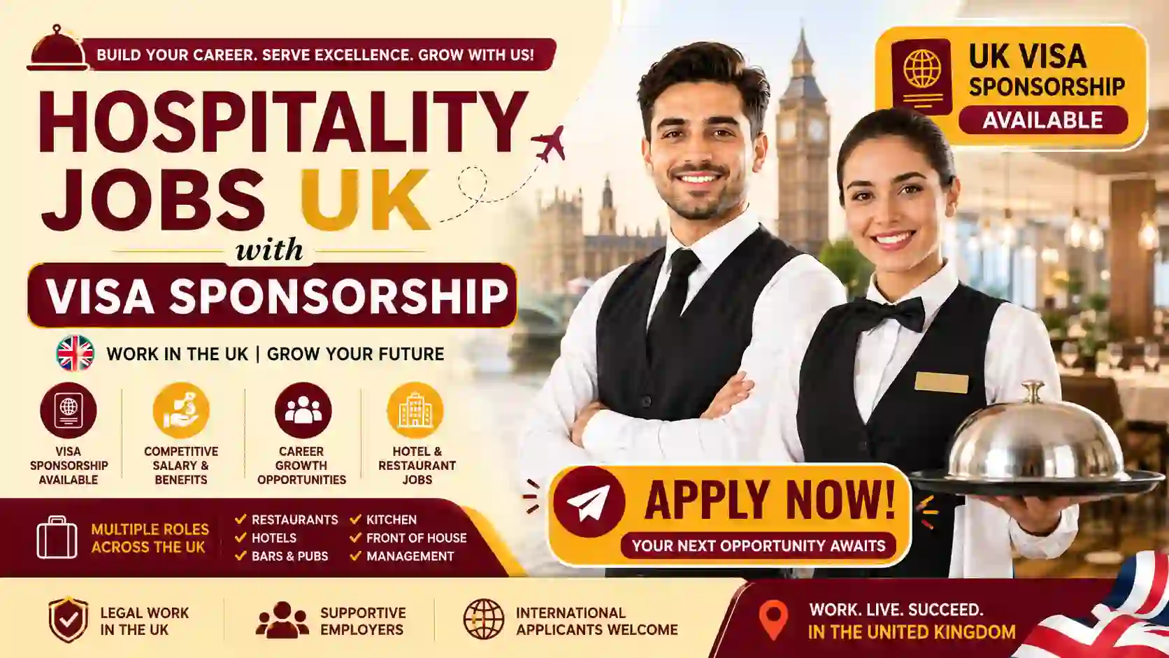 Hospitality Jobs UK with Visa Sponsorship