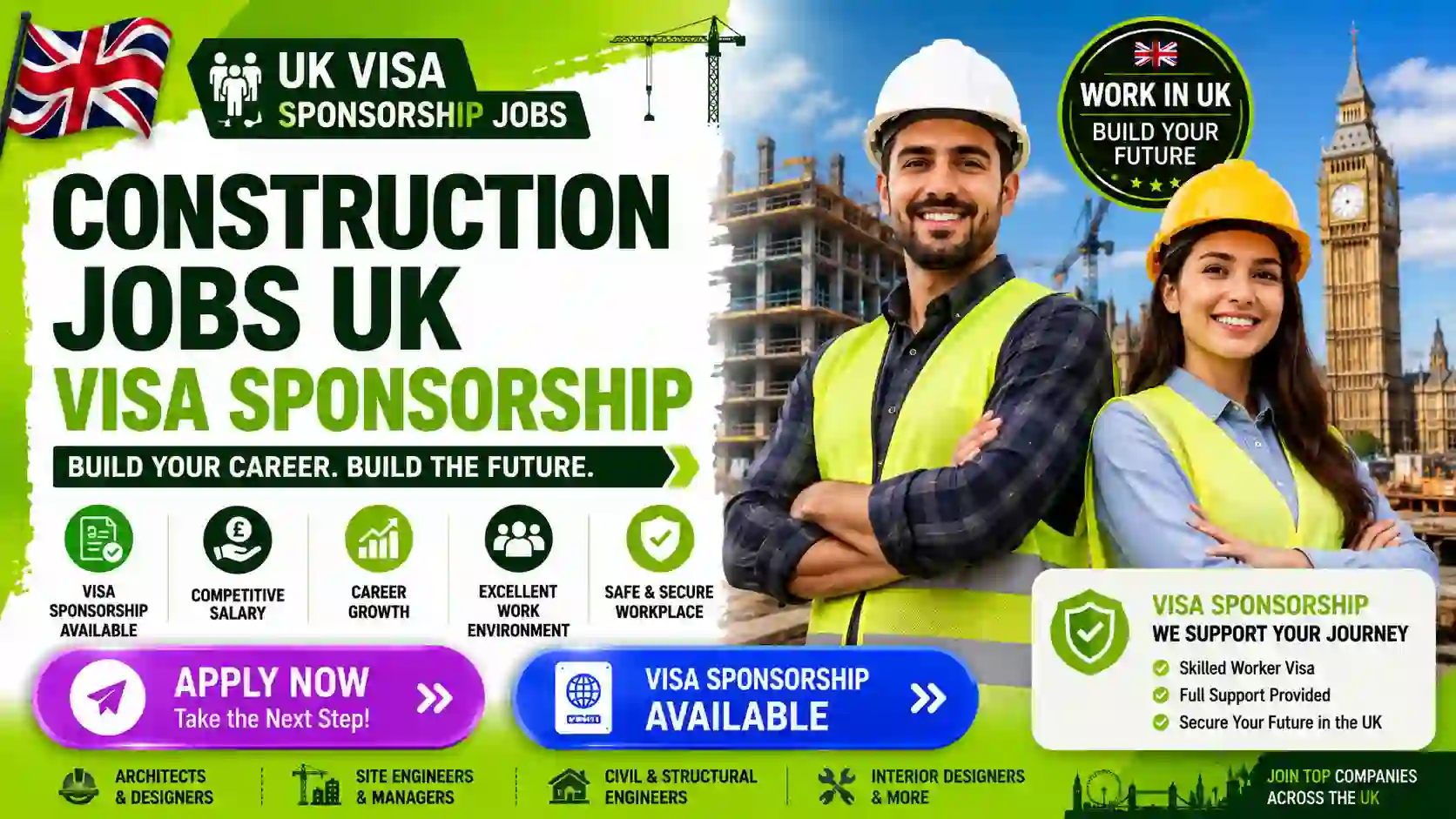 Construction Jobs UK Visa Sponsorship