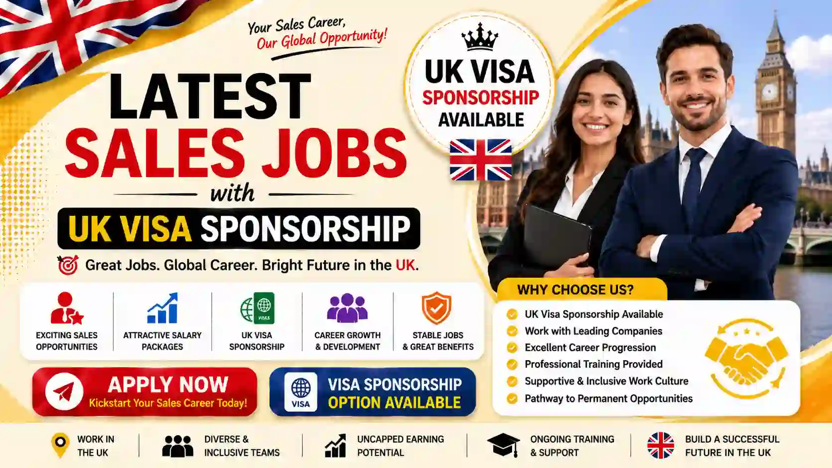 Latest Sales Jobs with UK Visa Sponsorship