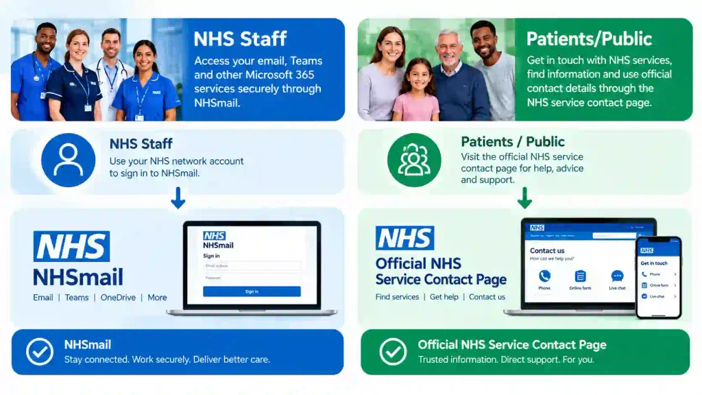 Choose the correct NHS email contact route