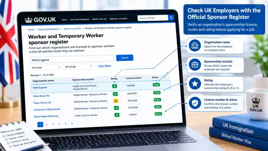 Verify UK employers with the official sponsor register