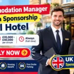 Male and female hotel professionals representing the Accommodation Manager vacancy at Royal Hotel in Elgin, Scotland, with UK visa sponsorship advertised.