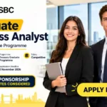 HSBC Graduate Business Analyst Treasury job in London with visa sponsorship consideration.